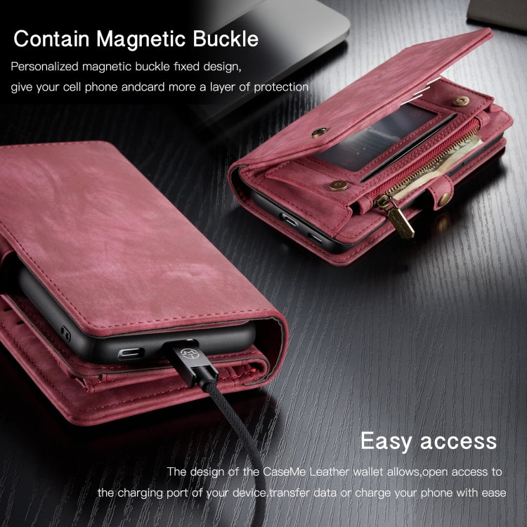 For Samsung Galaxy S21+ 5G CaseMe Detachable Multifunctional Horizontal Flip Leather Case, with Card Slot & Holder & Zipper Wallet & Photo Frame(Red)