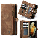 For Samsung Galaxy S21+ 5G CaseMe Detachable Multifunctional Horizontal Flip Leather Case, with Card Slot & Holder & Zipper Wallet & Photo Frame(Brown)