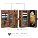 For Samsung Galaxy S21+ 5G CaseMe Detachable Multifunctional Horizontal Flip Leather Case, with Card Slot & Holder & Zipper Wallet & Photo Frame(Brown)