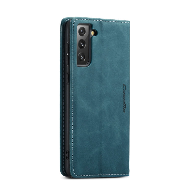 For Samsung Galaxy S21 5G CaseMe 013 Multifunctional Horizontal Flip Leather Case with Holder & Card Slot & Wallet(Blue)