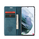 For Samsung Galaxy S21 5G CaseMe 013 Multifunctional Horizontal Flip Leather Case with Holder & Card Slot & Wallet(Blue)