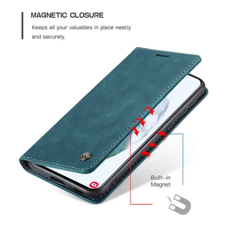 For Samsung Galaxy S21 5G CaseMe 013 Multifunctional Horizontal Flip Leather Case with Holder & Card Slot & Wallet(Blue)