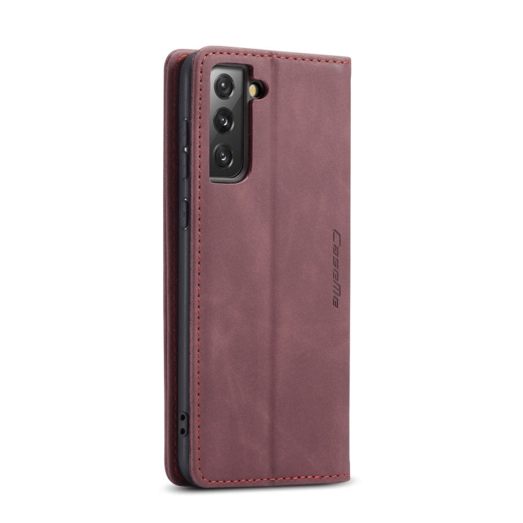 For Samsung Galaxy S21 5G CaseMe 013 Multifunctional Horizontal Flip Leather Case with Holder & Card Slot & Wallet(Wine Red)