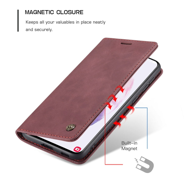 For Samsung Galaxy S21 5G CaseMe 013 Multifunctional Horizontal Flip Leather Case with Holder & Card Slot & Wallet(Wine Red)