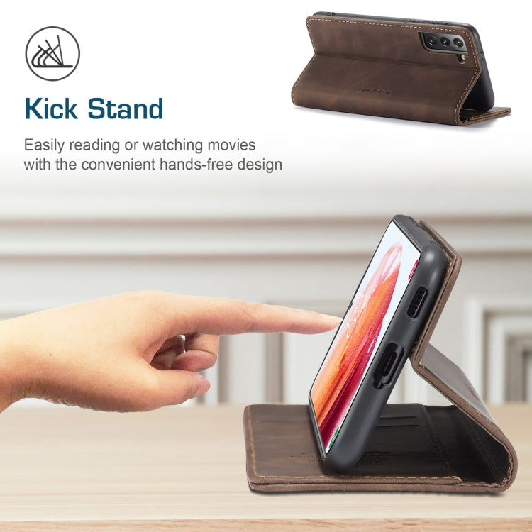 For Samsung Galaxy S21 5G CaseMe 013 Multifunctional Horizontal Flip Leather Case with Holder & Card Slot & Wallet(Coffee)
