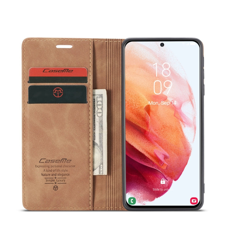 For Samsung Galaxy S21+ 5G CaseMe 013 Multifunctional Horizontal Flip Leather Case with Holder & Card Slot & Wallet(Brown)