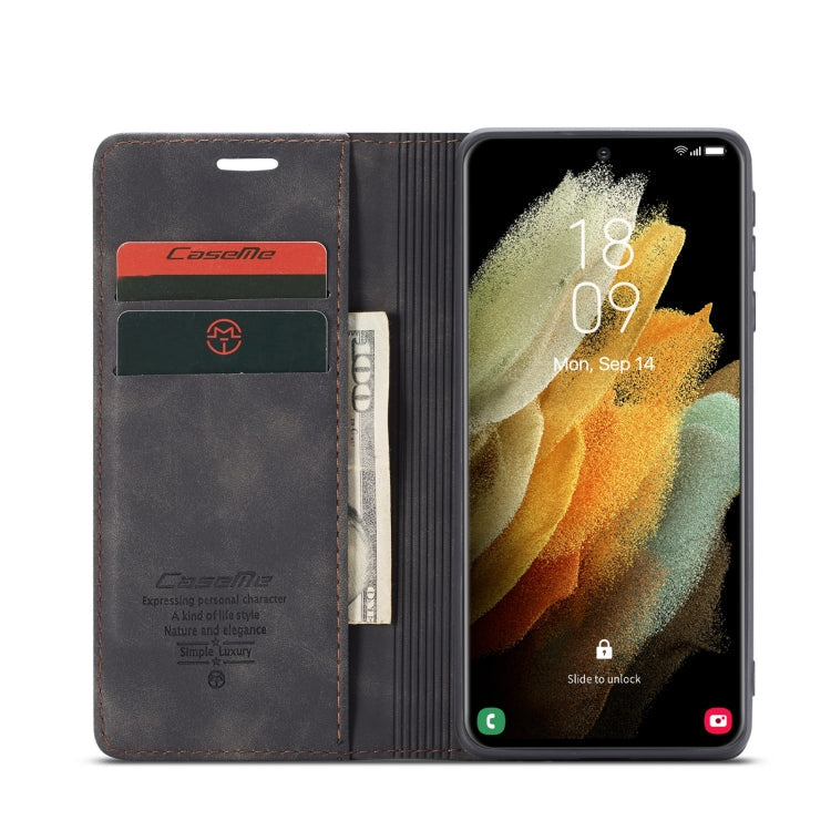 For Samsung Galaxy S21 Ultra 5G CaseMe 013 Multifunctional Horizontal Flip Leather Case with Holder & Card Slot & Wallet(Black)