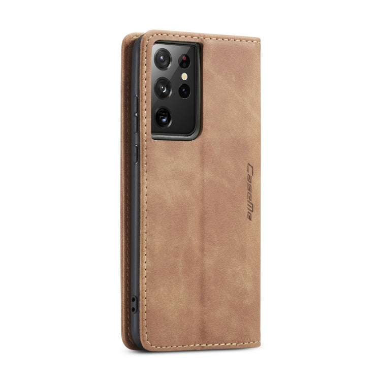 For Samsung Galaxy S21 Ultra 5G CaseMe 013 Multifunctional Horizontal Flip Leather Case with Holder & Card Slot & Wallet(Brown)