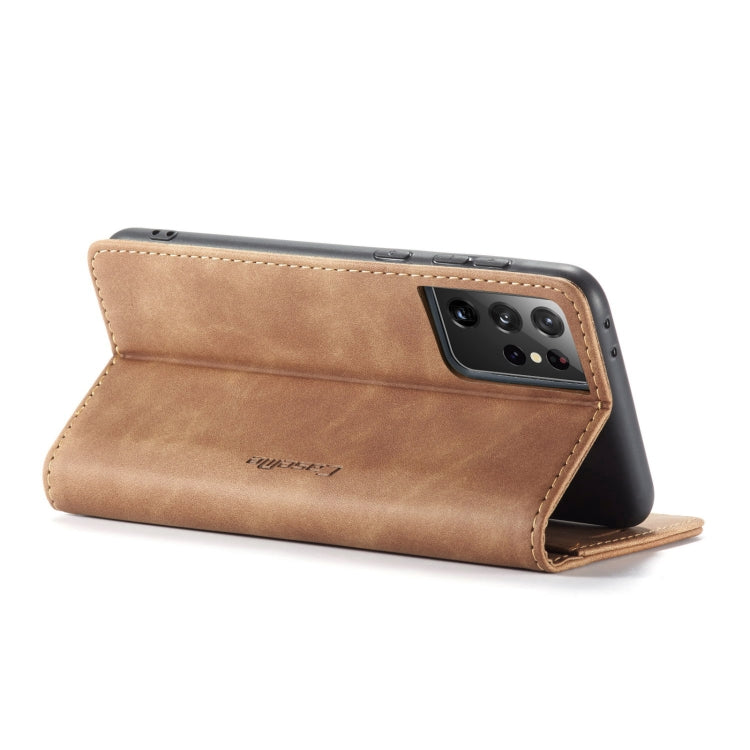 For Samsung Galaxy S21 Ultra 5G CaseMe 013 Multifunctional Horizontal Flip Leather Case with Holder & Card Slot & Wallet(Brown)