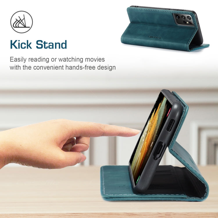 For Samsung Galaxy S21 Ultra 5G CaseMe 013 Multifunctional Horizontal Flip Leather Case with Holder & Card Slot & Wallet(Blue)