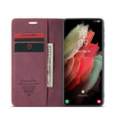 For Samsung Galaxy S21 Ultra 5G CaseMe 013 Multifunctional Horizontal Flip Leather Case with Holder & Card Slot & Wallet(Wine Red)