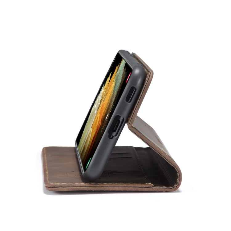 For Samsung Galaxy S21 Ultra 5G CaseMe 013 Multifunctional Horizontal Flip Leather Case with Holder & Card Slot & Wallet(Coffee)