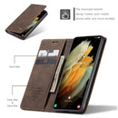 For Samsung Galaxy S21 Ultra 5G CaseMe 013 Multifunctional Horizontal Flip Leather Case with Holder & Card Slot & Wallet(Coffee)