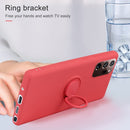 For Samsung Galaxy S20 FE Solid Color Liquid Silicone Shockproof Full Coverage Protective Case with Ring Holder(Yellow)