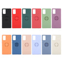 For Samsung Galaxy S20 FE Solid Color Liquid Silicone Shockproof Full Coverage Protective Case with Ring Holder(Yellow)
