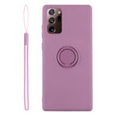 For Samsung Galaxy S20 FE Solid Color Liquid Silicone Shockproof Full Coverage Protective Case with Ring Holder & Lanyard(Purple)