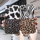 Animal Texture IMD Shockproof TPU Protective Case with Lanyard For iPhone 11 Pro Max(Zebra + Leopard)