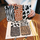 Animal Texture IMD Shockproof TPU Protective Case with Lanyard For iPhone 11 Pro Max(Zebra + Leopard)