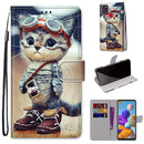 For Samsung Galaxy A21s Coloured Drawing Cross Texture Horizontal Flip PU Leather Case with Holder & Card Slots & Wallet & Lanyard(Leather Shoes Cat)