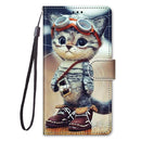 For Samsung Galaxy A21s Coloured Drawing Cross Texture Horizontal Flip PU Leather Case with Holder & Card Slots & Wallet & Lanyard(Leather Shoes Cat)