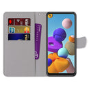 For Samsung Galaxy A21s Coloured Drawing Cross Texture Horizontal Flip PU Leather Case with Holder & Card Slots & Wallet & Lanyard(Leather Shoes Cat)