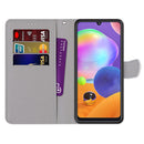 For Samsung Galaxy A31 Coloured Drawing Cross Texture Horizontal Flip PU Leather Case with Holder & Card Slots & Wallet & Lanyard(Big Cat Hugging Kitten)