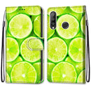 For Huawei P30 Lite Coloured Drawing Cross Texture Horizontal Flip PU Leather Case with Holder & Card Slots & Wallet & Lanyard(Green Lemon)