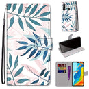 For Huawei P30 Lite Coloured Drawing Cross Texture Horizontal Flip PU Leather Case with Holder & Card Slots & Wallet & Lanyard(Pink Green Leaf)