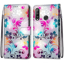 For Huawei P30 Lite Coloured Drawing Cross Texture Horizontal Flip PU Leather Case with Holder & Card Slots & Wallet & Lanyard(Gradient Colorful Flower)