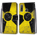 For Huawei P30 Lite Coloured Drawing Cross Texture Horizontal Flip PU Leather Case with Holder & Card Slots & Wallet & Lanyard(Yellow Black Logo)