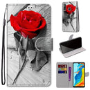 For Huawei P30 Lite Coloured Drawing Cross Texture Horizontal Flip PU Leather Case with Holder & Card Slots & Wallet & Lanyard(B10 Wood Red Rose)