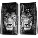 For Huawei P30 Lite Coloured Drawing Cross Texture Horizontal Flip PU Leather Case with Holder & Card Slots & Wallet & Lanyard(B11 Black White Lion Head)