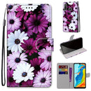 For Huawei P30 Lite Coloured Drawing Cross Texture Horizontal Flip PU Leather Case with Holder & Card Slots & Wallet & Lanyard(Chrysanthemum Pink White Purple)