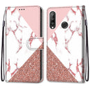 For Huawei P30 Lite Coloured Drawing Cross Texture Horizontal Flip PU Leather Case with Holder & Card Slots & Wallet & Lanyard(Powder Stone Texture)