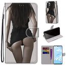 For Huawei P30 Pro Coloured Drawing Cross Texture Horizontal Flip PU Leather Case with Holder & Card Slots & Wallet & Lanyard(Upskirt)