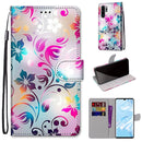 For Huawei P30 Pro Coloured Drawing Cross Texture Horizontal Flip PU Leather Case with Holder & Card Slots & Wallet & Lanyard(Gradient Colorful Flower)
