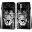 For Huawei P30 Pro Coloured Drawing Cross Texture Horizontal Flip PU Leather Case with Holder & Card Slots & Wallet & Lanyard(B11 Black White Lion Head)