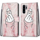 For Huawei P30 Pro Coloured Drawing Cross Texture Horizontal Flip PU Leather Case with Holder & Card Slots & Wallet & Lanyard(Pink Hands Heart)