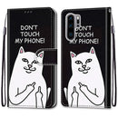 For Huawei P30 Pro Coloured Drawing Cross Texture Horizontal Flip PU Leather Case with Holder & Card Slots & Wallet & Lanyard(18 Middle Finger White Cat)