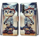 For Huawei Honor 20 Coloured Drawing Cross Texture Horizontal Flip PU Leather Case with Holder & Card Slots & Wallet & Lanyard(Leather Shoes Cat)