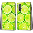 For Huawei Honor 20 Coloured Drawing Cross Texture Horizontal Flip PU Leather Case with Holder & Card Slots & Wallet & Lanyard(Green Lemon)