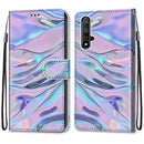 For Huawei Honor 20 Coloured Drawing Cross Texture Horizontal Flip PU Leather Case with Holder & Card Slots & Wallet & Lanyard(Fluorescent Water Texture)