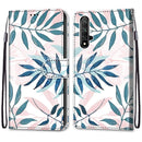 For Huawei Honor 20 Coloured Drawing Cross Texture Horizontal Flip PU Leather Case with Holder & Card Slots & Wallet & Lanyard(Pink Green Leaf)