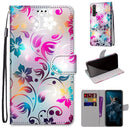 For Huawei Honor 20 Coloured Drawing Cross Texture Horizontal Flip PU Leather Case with Holder & Card Slots & Wallet & Lanyard(Gradient Colorful Flower)