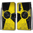 For Huawei Honor 20 Coloured Drawing Cross Texture Horizontal Flip PU Leather Case with Holder & Card Slots & Wallet & Lanyard(Yellow Black Logo)
