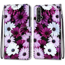 For Huawei Honor 20 Coloured Drawing Cross Texture Horizontal Flip PU Leather Case with Holder & Card Slots & Wallet & Lanyard(Chrysanthemum Pink White Purple)