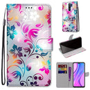 For Xiaomi Redmi 9 Coloured Drawing Cross Texture Horizontal Flip PU Leather Case with Holder & Card Slots & Wallet & Lanyard(Gradient Colorful Flower)