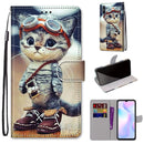 For Xiaomi Redmi 9A Coloured Drawing Cross Texture Horizontal Flip PU Leather Case with Holder & Card Slots & Wallet & Lanyard(Leather Shoes Cat)