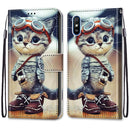 For Xiaomi Redmi 9A Coloured Drawing Cross Texture Horizontal Flip PU Leather Case with Holder & Card Slots & Wallet & Lanyard(Leather Shoes Cat)