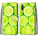 For Xiaomi Redmi 9A Coloured Drawing Cross Texture Horizontal Flip PU Leather Case with Holder & Card Slots & Wallet & Lanyard(Green Lemon)